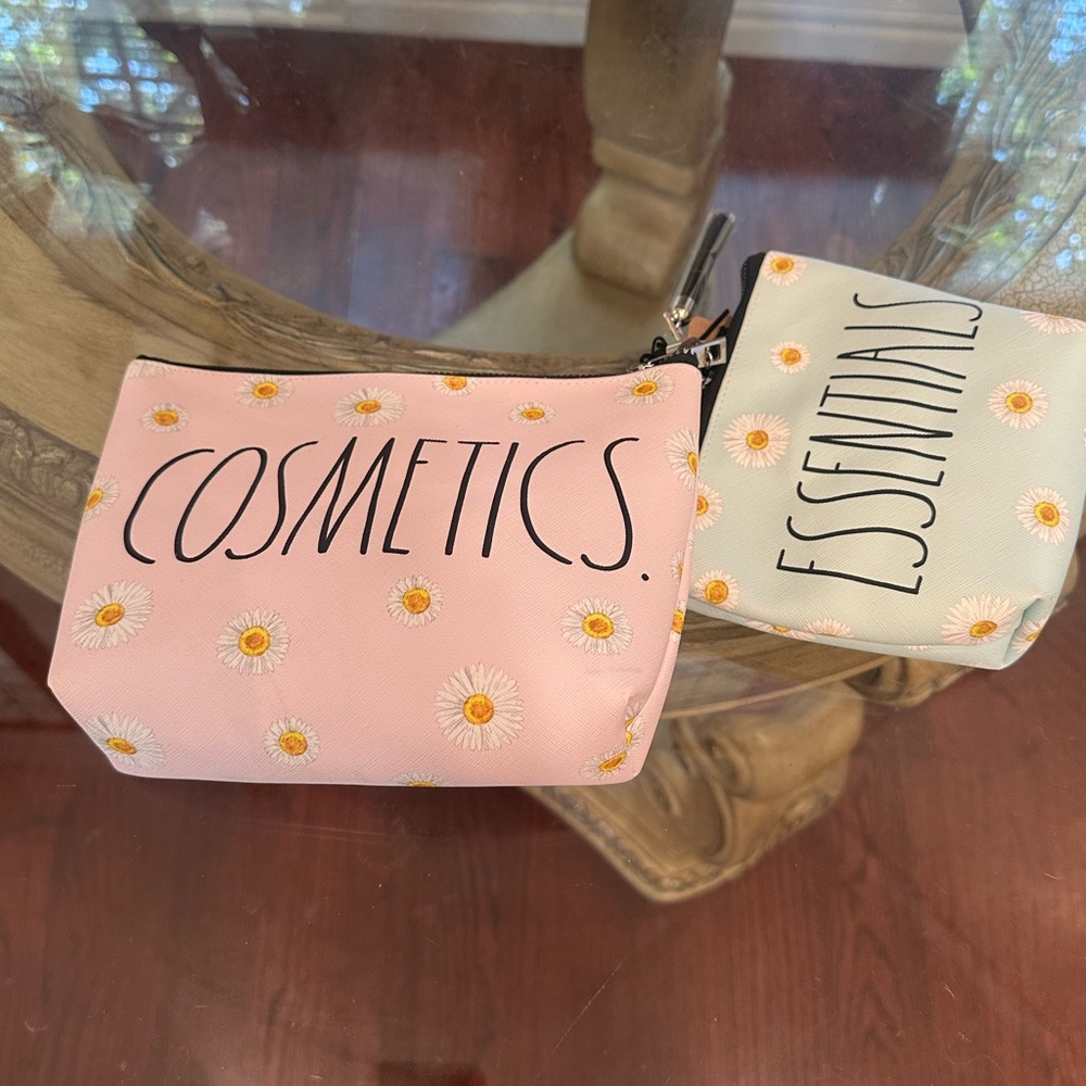 Floral Pink and White Cosmetic Bag Set